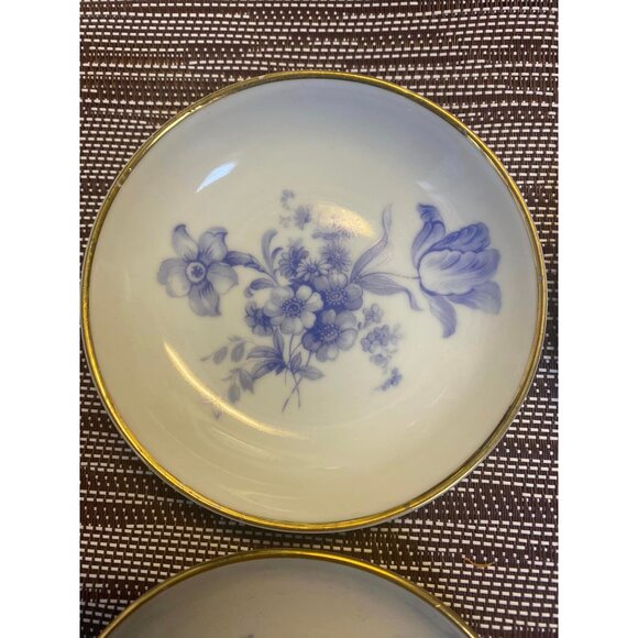 4 Vintage Haaman Israel Blue Foral Motif Porcelain Plates Set Of 4 - Picture 2 of 5
